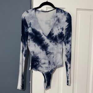 Astr Blue Tie-Dye Bodysuit